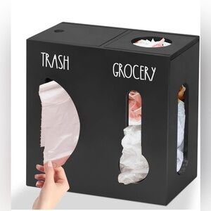 2 in 1 Grocery Bag Holder Trash Bag Dispenser, Wooden